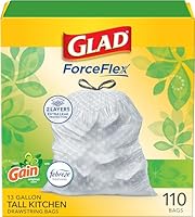 Glad ForceFlex Tall Kitchen Trash Bags, 13 Gallon, Gain Original, 110 Count (Package May Vary)