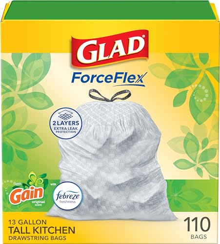 glad forceflex tall kitchen trash bags 13 gallon gain original 110 count package may vary