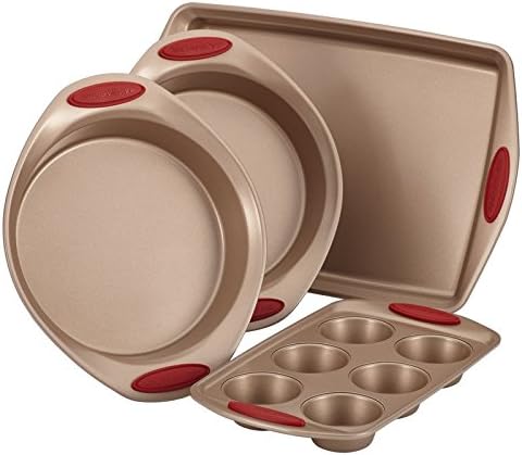 Pemberly Row Nonstick 4 Piece Bakeware Set in Brown and Red