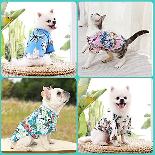 Kakaluote 4 Pieces Dog Shirts Pet Printed Clothes,Hawaii Style Floral Dog T-Shirt thumb #1
