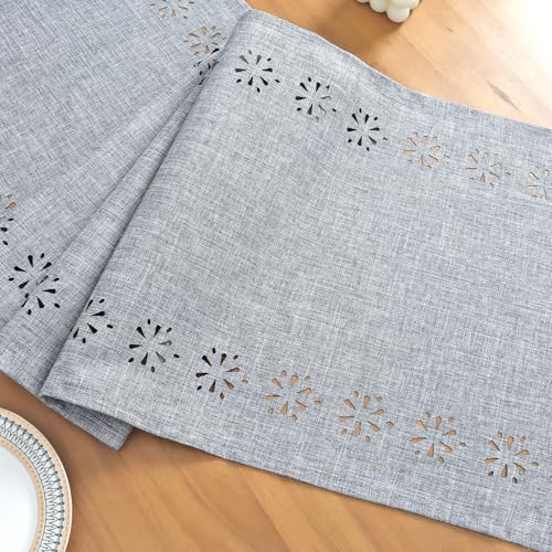 LOMOHOO Table Runner Grey 32x180cm Long Modern Table Runners, Table Runner Rustic Table Runners for Dining Table Farmhouse Wedding Holiday Party Coffee Table Christmas Decorations - Image 5