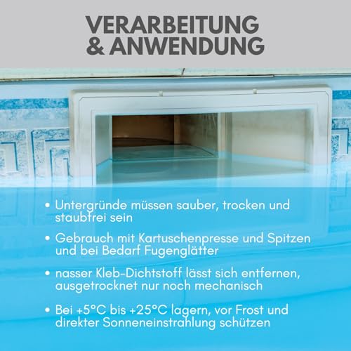 dubaust POD24 Poolfix Poolkleber Pooldichtstoff Montagekleber Polymer zum Kleben und Abdichten, unter Wasser einsetzbar, UV-bestaendig, bleibt dauerelastisch 290ml (1, weiss)