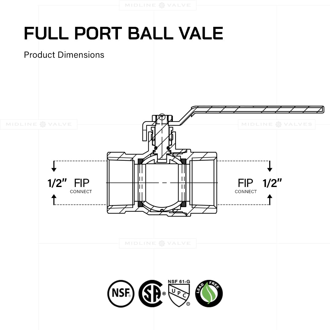 Everflow suministros 605t034-nl plomo Premium Full puerto válvula de bola de latón forjado con rosca hembra IPS conexiones