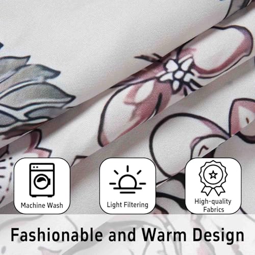 Image of Floral Kitchen Curtains 3 Piece Set Tier Valance Window Decor