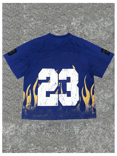 GORGLITTER Men's Y2k Jersey Number Graphic Mesh Short Sleeve V Neck Football T Shirt2