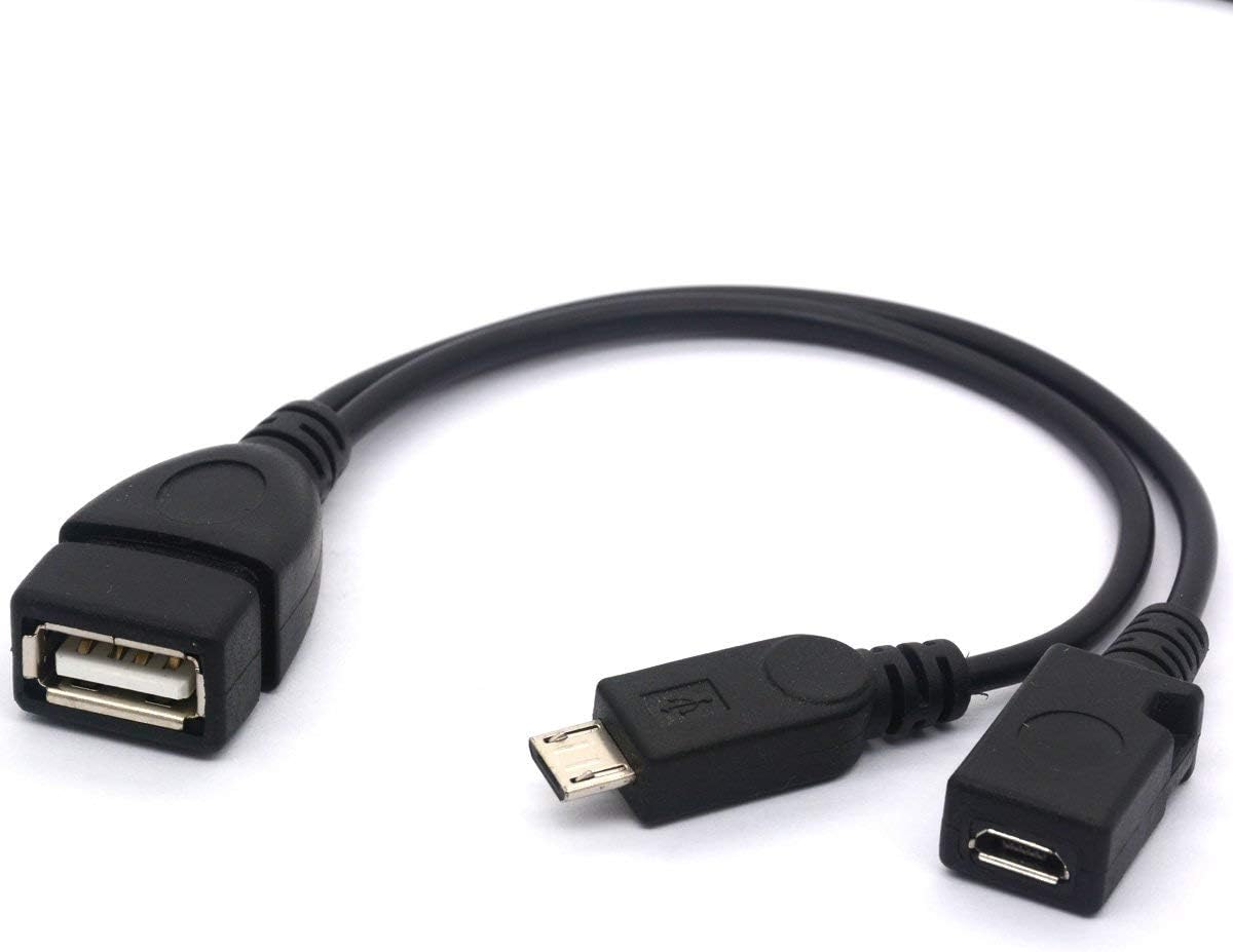 Micro USB Splitter Cable OTG Power Enhancer Cord USB 2.0 A Female to Micro USB Male and Micro 5 Pin Female Adapter Host Charging Converter (Micro Straight)