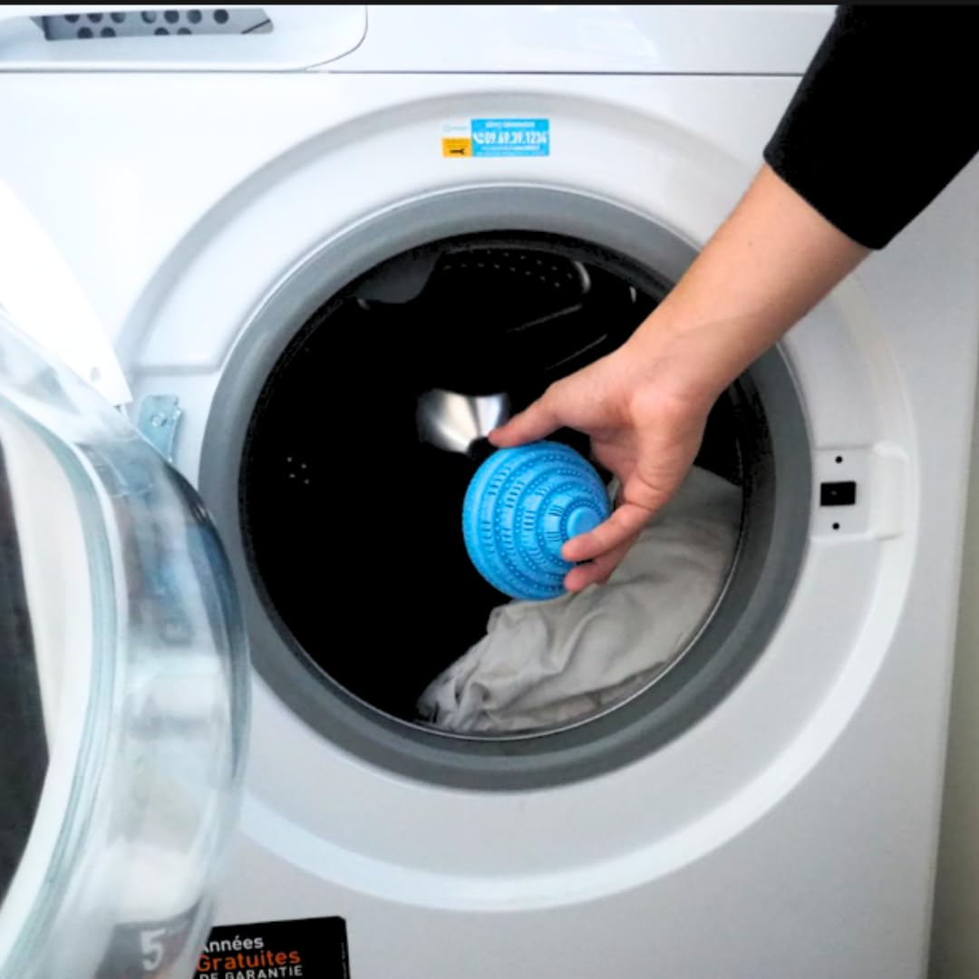 Boule de Lavage Écologique Réutilisable | Hypoallergénique | Perles de Céramiques & Charbon Actif | Nettoie et Purifie l’Eau | Alternative Naturelle à la lessive