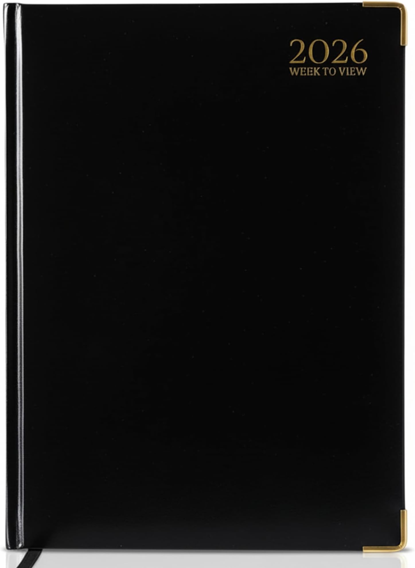 G4GADGET 2026 A4 Gold Edge Hardback Week to View Diary - Black
