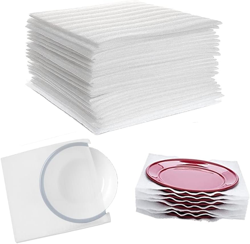 100 Pcs Cushion Foam Pouches & Foam Sheets, Dveda 12"x12" Packing Foam Pouches, Cushion Wrap Sheets Moving Supplies, for Packing Moving Shipping and Storage Supplies