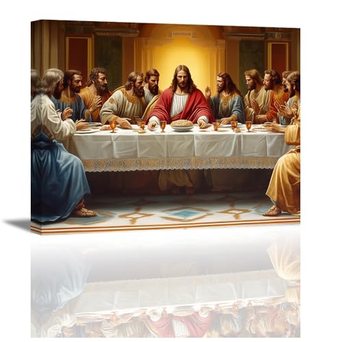 Piy Painting Reproducción De Un Cuadro Famoso, Impresión En Lienzo, La Última Cena, Jesús Cuadro En Lienzo, Arte Mural Para Salón Entrada Pasillo Cafetería Cocina, 30x40 cm