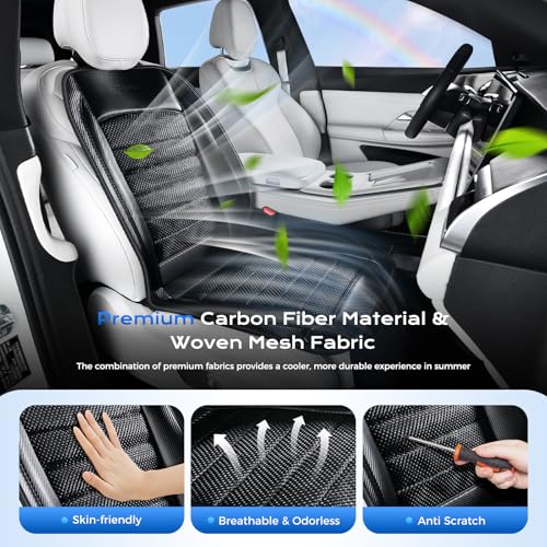 Image of Coverado Cooling Car Seat Cover, Ventilated Seat Cushion for Summer, Cooling Car Seat Pad with Dual Powerful Turbo Fans Universal Fit for Sedan SUV Truck Van, Black