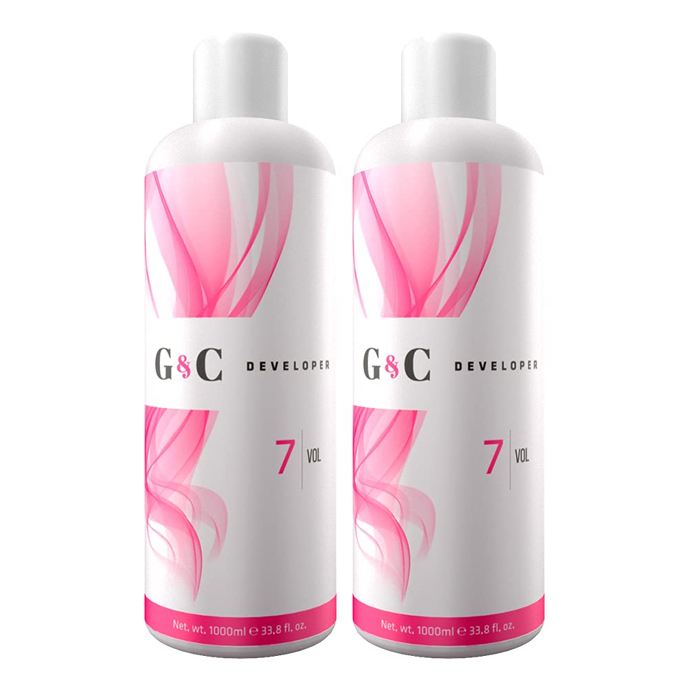 Gel and Cream 7 Volume Professional Lightening System Peroxide Developer infused with Collagen - Great for Sensitive Scalps - Made in Italy 33.8oz / 1lt (Pack of 2)
