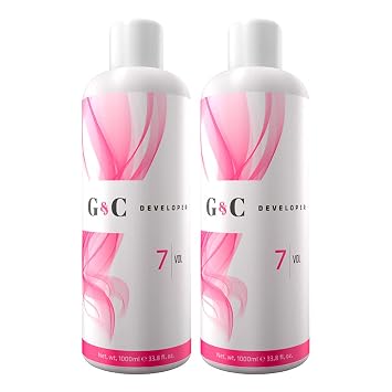 Gel and Cream 7 Volume Professional Lightening System Peroxide Developer infused with Collagen - Great for Sensitive Scalps - Made in Italy 33.8oz / 1lt Pack of 2