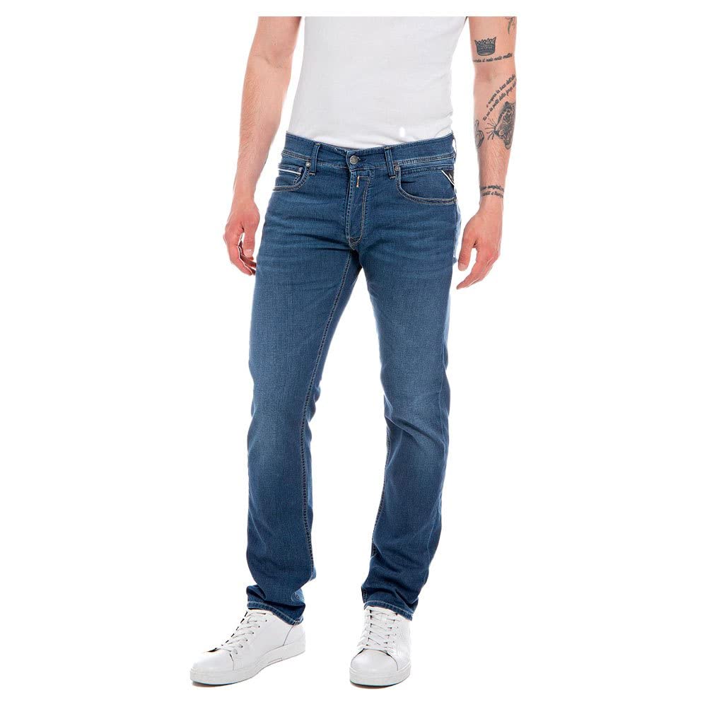 Replay Herren Jeans Grover Straight-Fit, Dark Blue 007-4 (Blau), 27W / 32L