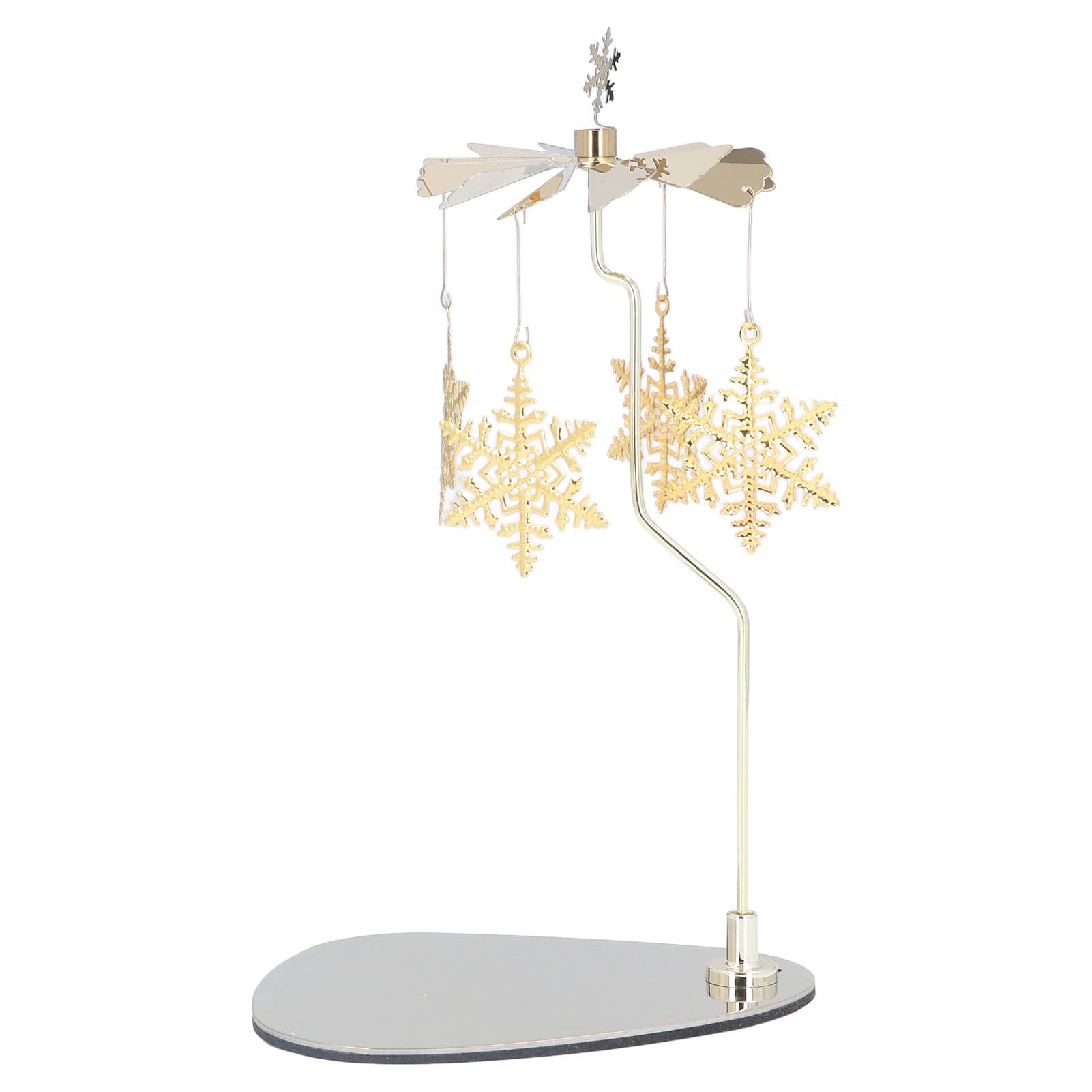 Candle Holder, Rotating Candle Holder, Round Plate Romantic European Stainless Steel Aromatherapy Candle Holder, Candlestick Holders Golden Snowflake (No Candle Cup)