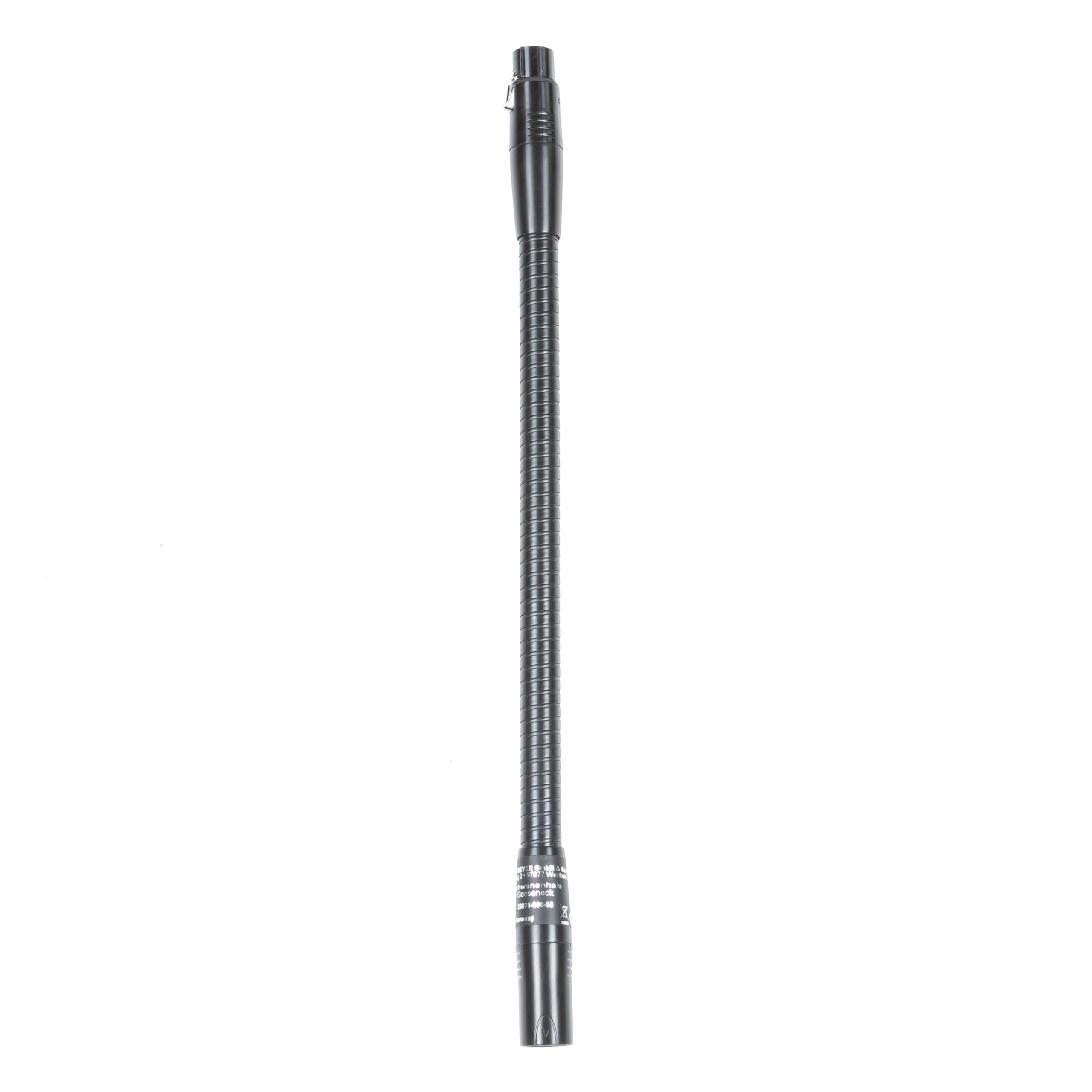 K&M 23035 Schwanenhals 350 mm mit verdrahteten XLR-Anschlüssen für Mikrofonstativ aus schwarzem Stahl