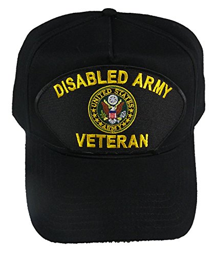 Disabled Army Veteran Hat with the Seal of the U.S. Army cap - BLACK - Veteran Owned Business
