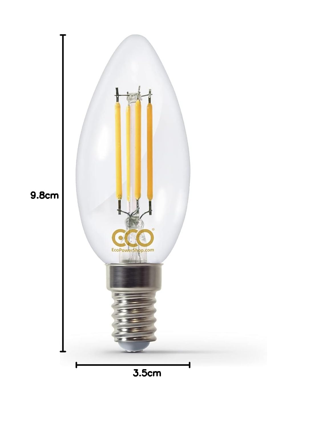 ECO Lampadina a candela dimmerabile a risparmio energetico da 40 W, con filamenti LED in stile vintage a bassa potenza, 400 lumen, attacco a vite piccolo E14, durata 25000 ore. (confezione da 12)
