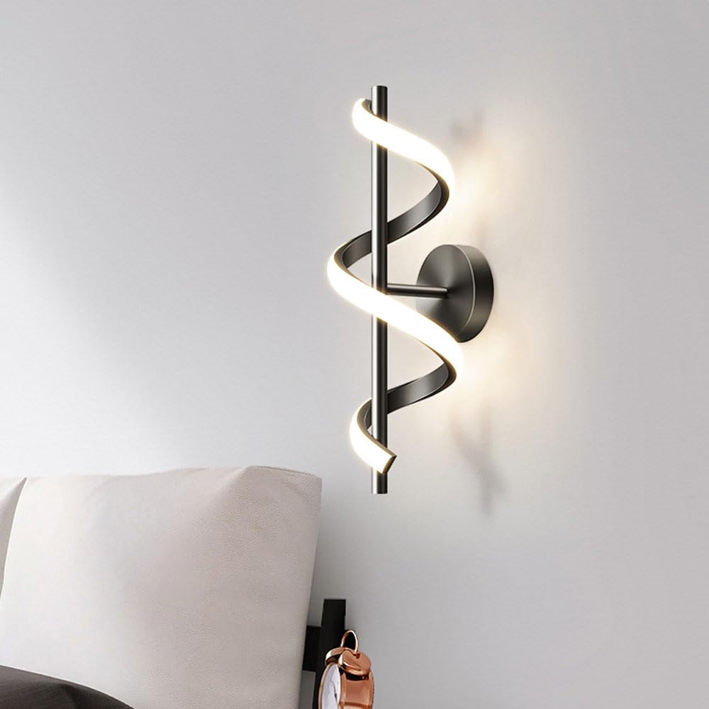12W Nowoczesne kinkiety ścienne Led - Spiralna lampa do wnętrz sypialni, Liviroom, biura, restauracji, korytarza - elegancka aluminiowa ściana