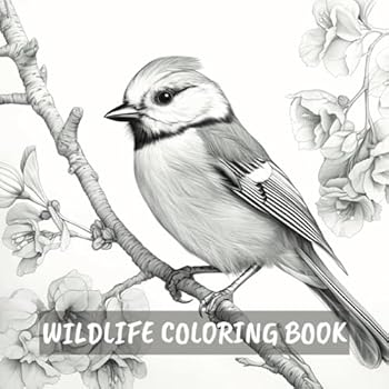 Paperback Wildlife Coloring Book: 50 Beautiful Realistic Grayscale Wildlife Scenes Book