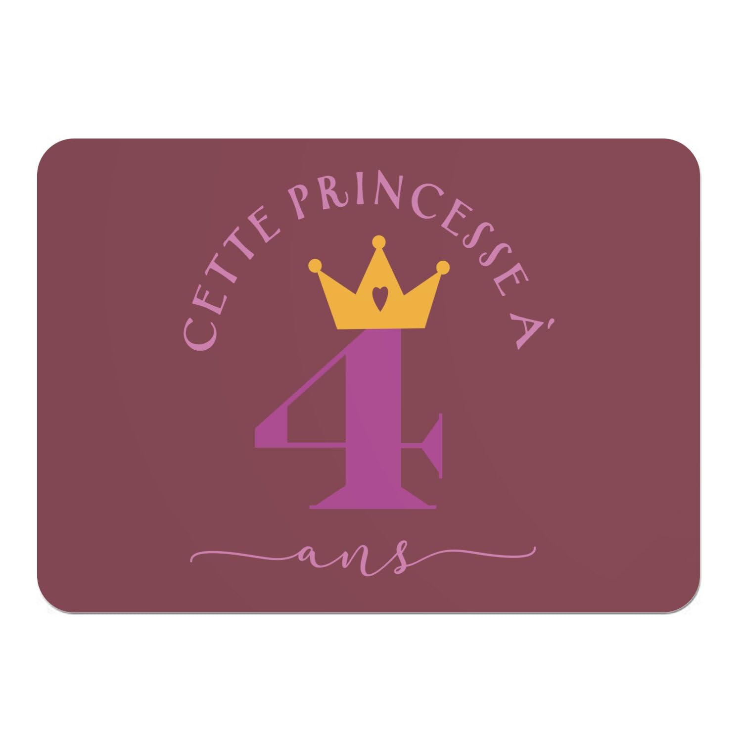 Sets de table rouge liège pour l'anniversaire d'une princesse de 4 ans