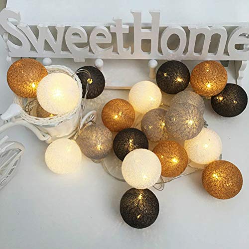 Guirlande lumineuse de Noël à Boules de Coton, DOTBUY Guirlande Lumineuse LED à Piles pour fête, Éclairage de Noël, mariage, décoration de jardin Pour intérieur (Marron,3M/20LED) Cover