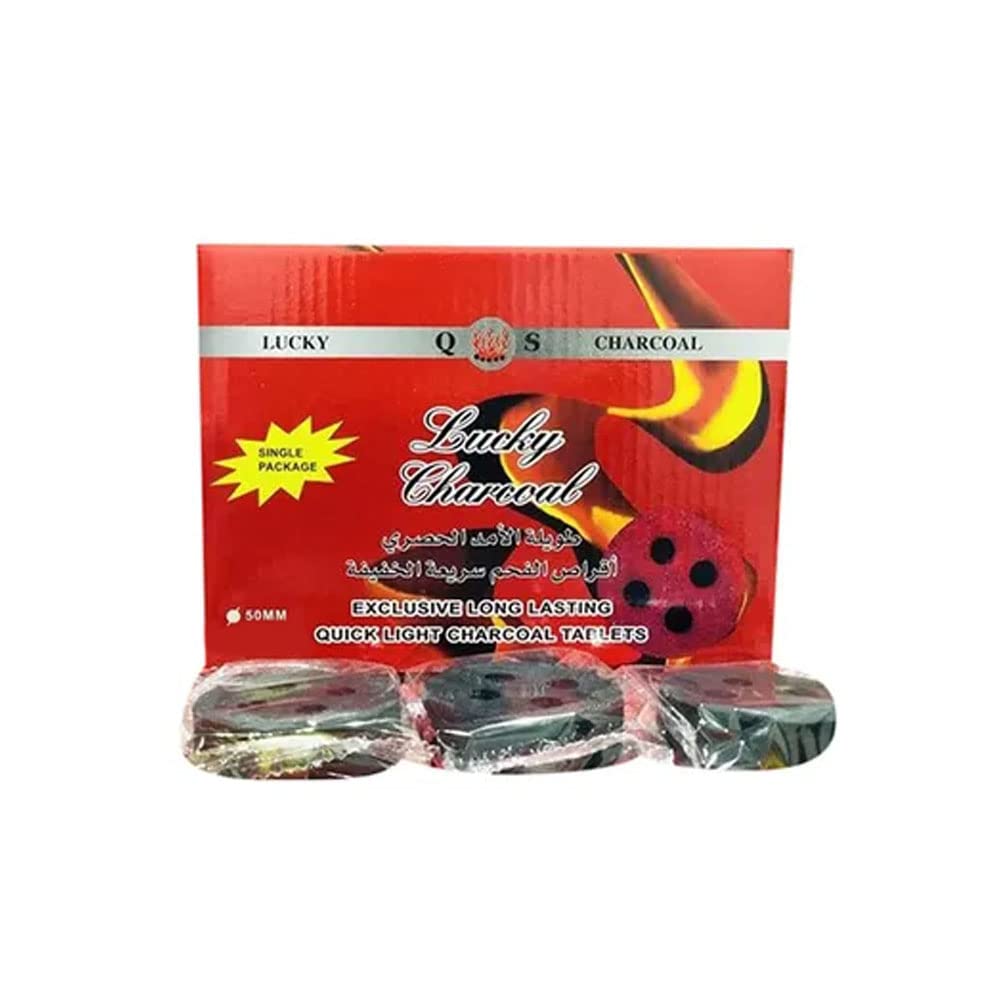 Cleany Genie Lucky Charcoal Quick ignite Charcoal, Coal For Shisha, Incense Burner, Bakhoor, 50mm, 20 Pieces