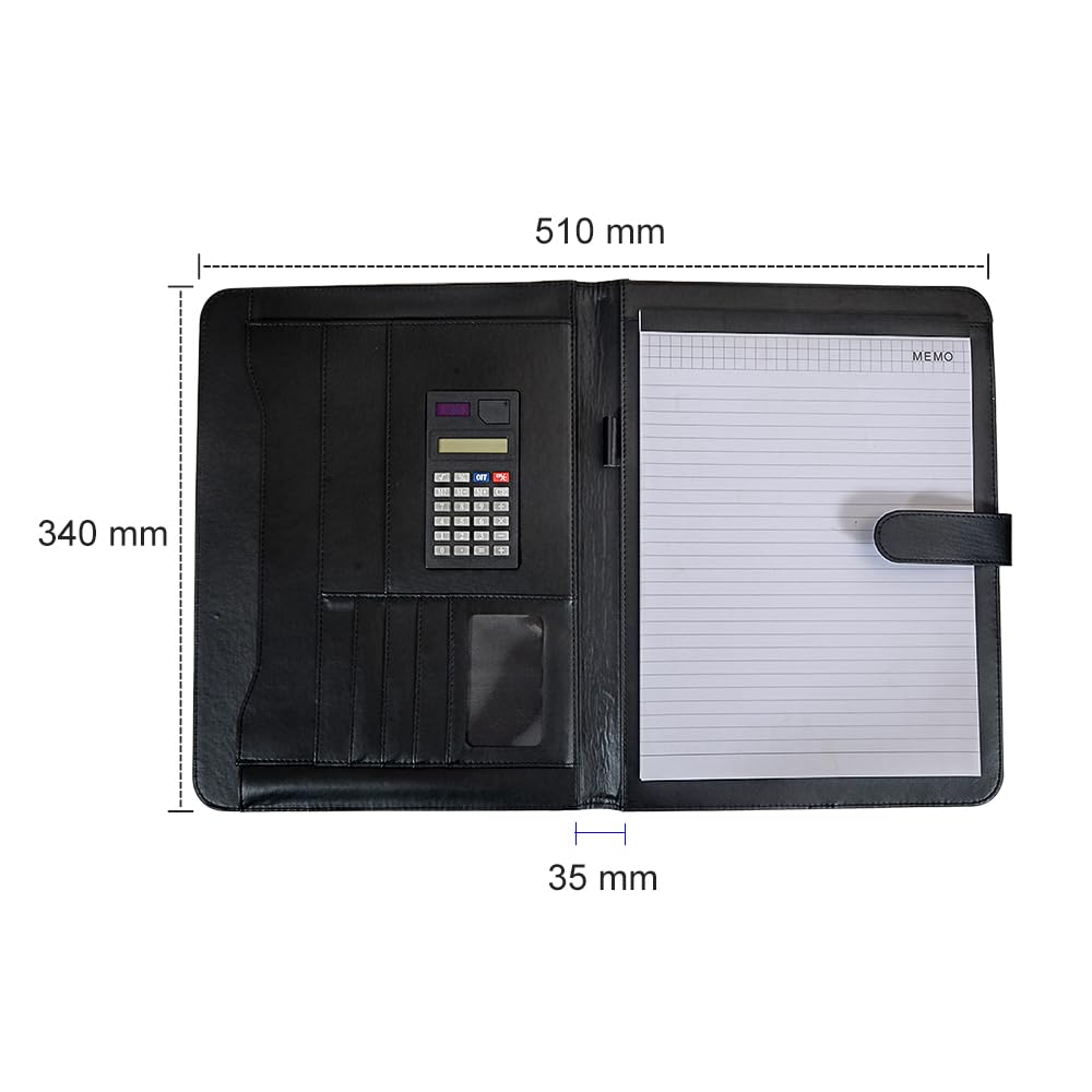 Conférencier Porte-Documents A4 Similicuir – Bloc-notes, Calculatrice, Porte-stylo & Cartes