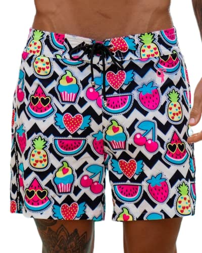 Cherry White Swim Shorts (3