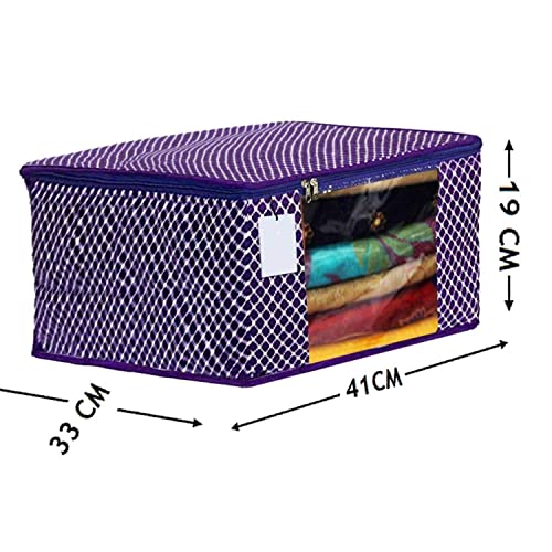 Image of With Transparent Window Set| Bag Clothe|Cotton Saree Cover Closet Orgnizer /Saree Bags For Wardrobe Orgnizer Clothe Covers |Suit Bag| Cover(Pack of 2, Pink + Purple)