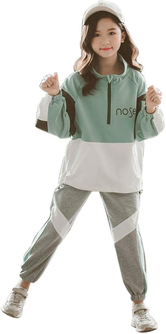 Amazon Meiss 子供服 ガールズ スポーツウェア 上下 2点セット 女の子 長袖 トレーナー パーカー フロントジッパー付き 人気 カジュアル ゆったり 普通 裏起毛 トレーナー パーカー 通販