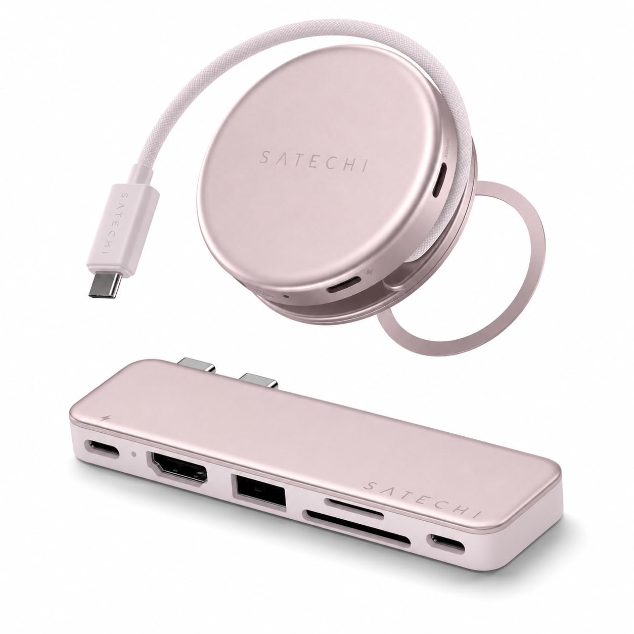 SATECHI Bundle Hub USB-C OntheGo 5 en 1 y Hub USB-C Snap 6 en 2 (Rosa Nube) Bundle