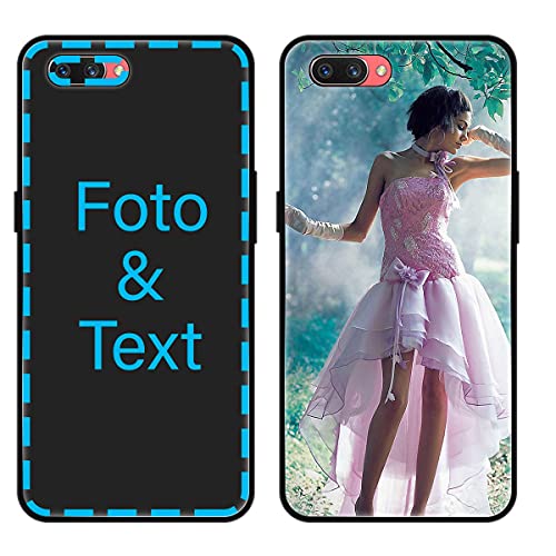 Sunrive Personalizzate Cover compatibile con Oppo A3s/Oppo A5 (AX5) personalizzabile con Foto Testi Frase Logo Disegni e Grafiche Personalizzata, Bordo TPU + Design in Vetro Temperato Posteriore