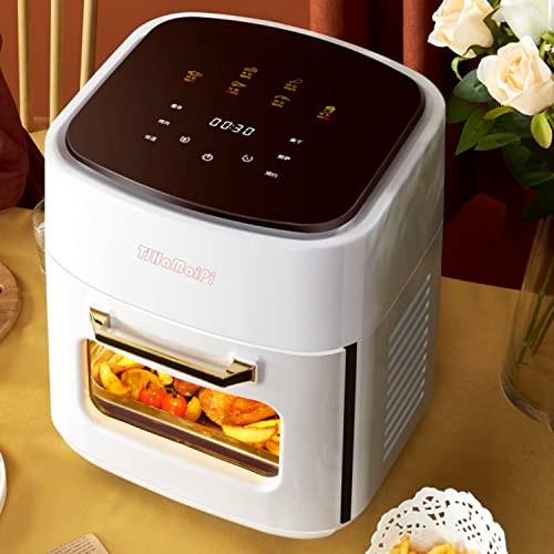 Tjhamaipi Air Fryer Oven, 10-In-1 Smart Air Fryer, 16 Quart Large Capacity, Led Digital Touch Screen, 3D Stereo Oil-Free Ring Roasting, White #TOP4