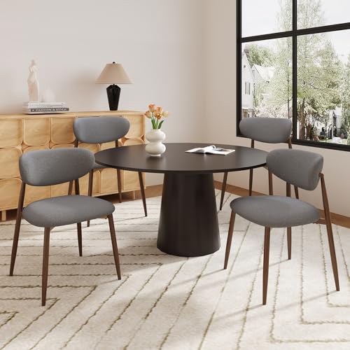 Image of MALOL Upholstered Dining Room Chairs Set of 4, Kitchen Chairs with Metal Legs and Anti Slip Pads, Curved Back Dining Chair for Home and Restaurant Use, Light Grey