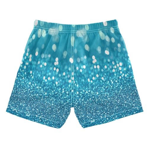 Boccsty Light Cyan Aqua Gradient Glitter Boys Swim Trunks Baby Kids Swimwear Summer Toddler Beach Board Shorts 2T2