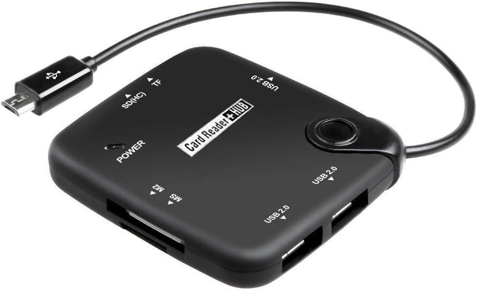 AGPtEK Multi-in-1 Reader with Micro 5 Pin Connection for OTG Mobile Phones (Black)