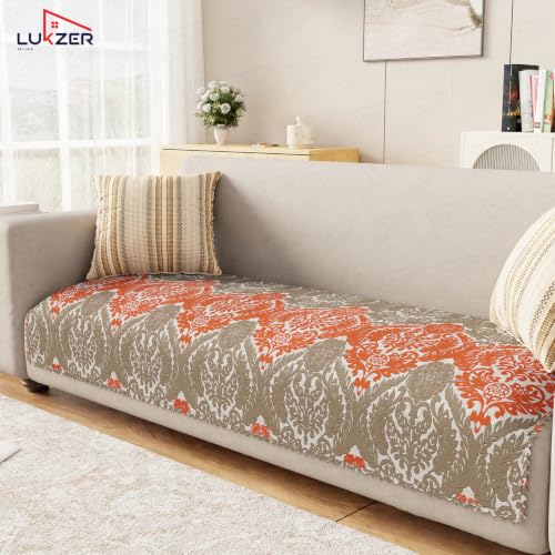 Image of Lukzer 4 Seater Sofa Cover Mat Reversible Quilted Sofa Seat Protector with WaveEdge Ultrasonic Cut - Royal Petals - Washable Anti-Slip Sofa Throw for Living Room Couch Cover 220 x 85 CM /SC-219-04WE