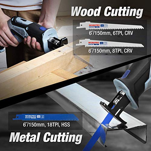 Workpro 12V Cordless Reciprocating Saw With Extra 2.0Ah Li-Ion Battery #TOP3