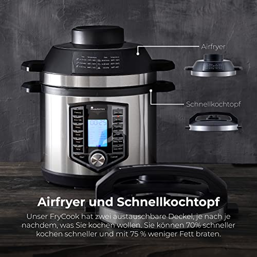 MasterPro-FryCook-Freidora-Sin-Aceite-AirFryer-y-Olla-a-Presion-de-1500W-y-6L-Olla-de-Cocina-Programable-con-44-Funciones-Automaticas-Olla-Express-12-Programas-de-Cocinado-Diferentes-en-1