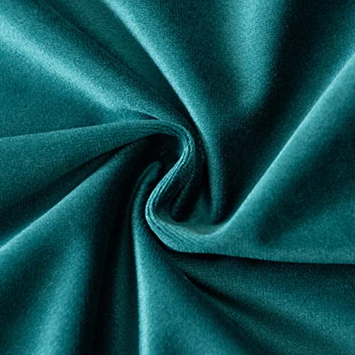 Image of JUSPURBET Velvet Decorative Throw Pillow Covers 14x14 Set of 2,Peacock Blue | Modern Soft Cushion Covers with Hidden Zipper for Couch Sofa Bed Living Room Bedroom Home Decor