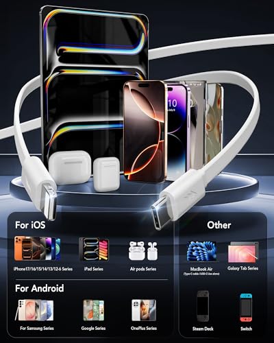 Image of 66W Retractable Wall Charger,4-in-1 Plug with USB-C&Lightening Fast Charger