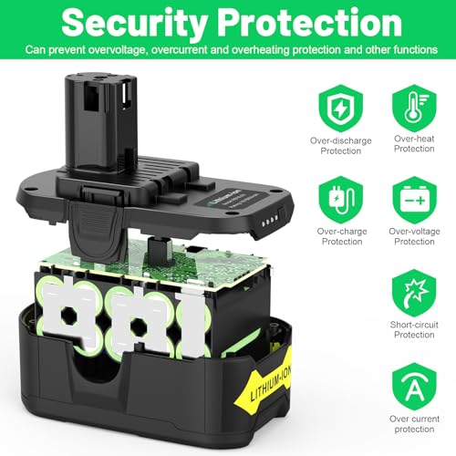 TREE.NB 18Volt 8.0Ah Replacement for Ryobi 18V Lithium Battery Ultra-High Capacity Compatible with Ryobi ONE+ 18V Battery P102 P103 P104 P105 P106 P107 P108 - Thumbnail 5