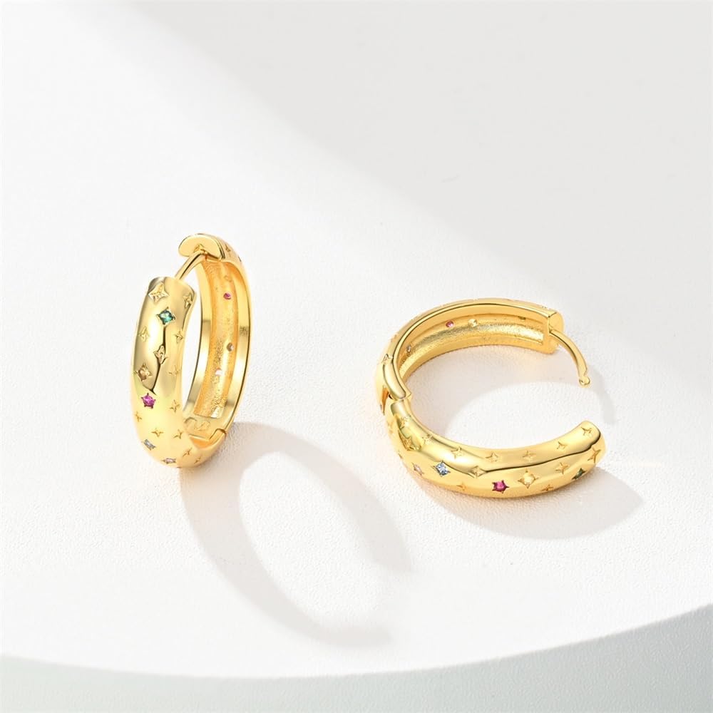 Cycuff 925 Sterling Silver Hoop Earrings Colorful Cubic Zirconia Jewelry Earrings for Women Set Earring Gifts for Her - Image 2