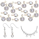Ymapinc 20Pcs Gold Plated Charms for Jewelry Making - 0.2x0.3inch Shiny Rhinestone Crystal Charms with Loops for DIY Necklaces, Bracelets, Earrings & Crafts