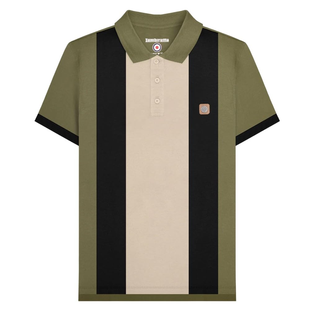 Lambretta Mens Vintage Short Sleeve Polo Shirt (UK, Alpha, 4XL, Regular, Regular, Khaki)