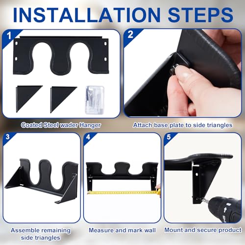 Image of Zonon Wader Hangers Durable Coated Steel Boot Rack Wall Mounted Boot Holder Organizer for Drying Storing Hunting Chest Waders Outdoor Gear Cowboy Shoes Storage Garage Entryway