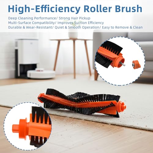 Image of SONGRUI 10PCS Replacement Accessories Compatible with MI Robot Vacuum-Mop P, Xiaomi S10, Viomi SE, Includes 1 Main Roller Brush, 2 Mop Pads, 4 Side Brushes, 2 HEPA Filters & 1 Cleaning Brush