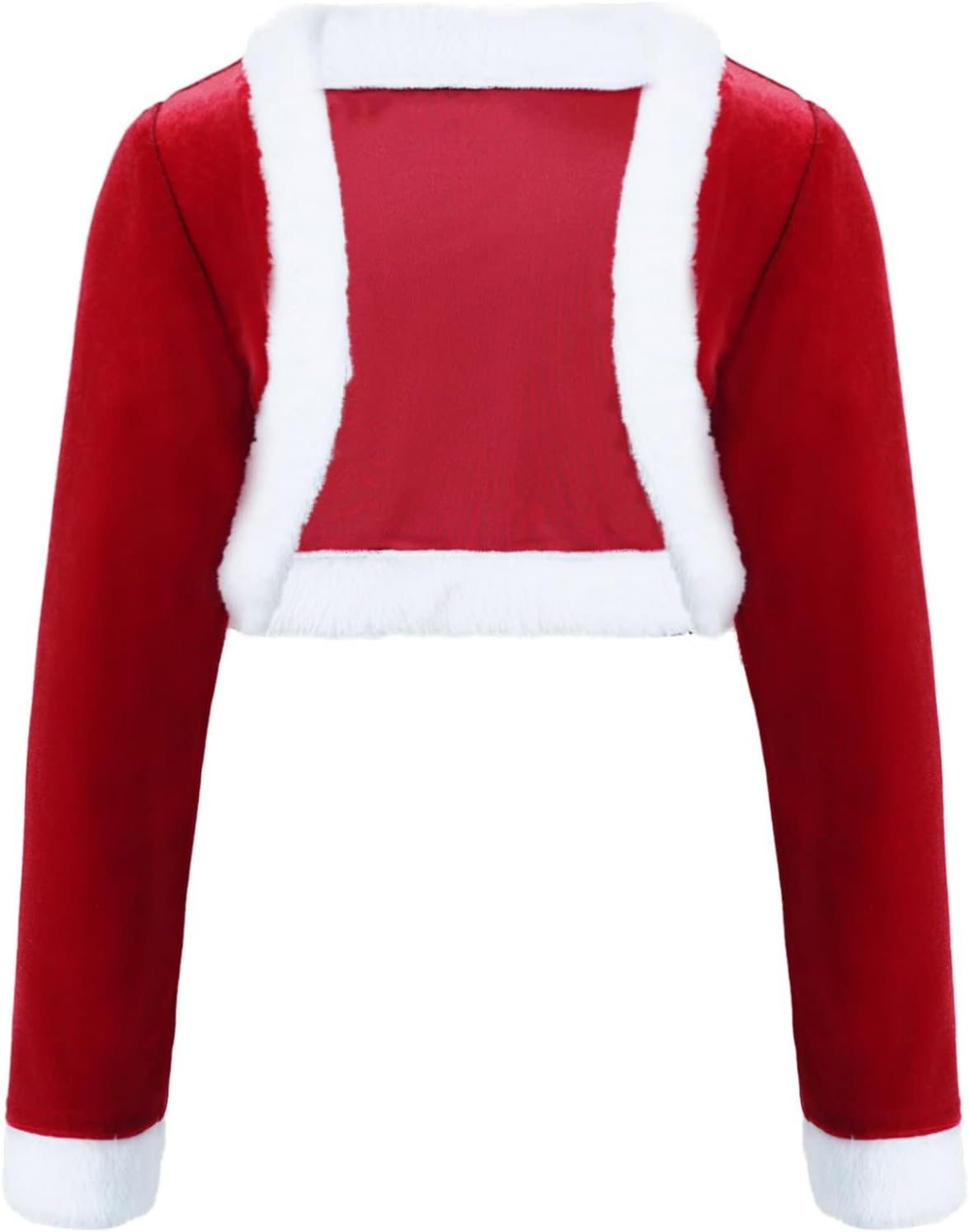 Kids Girls Long Sleeves Velvet Red Cadigan Christmas Party Dress Bolero Cover Up Shrug Shawl Jacket Coat