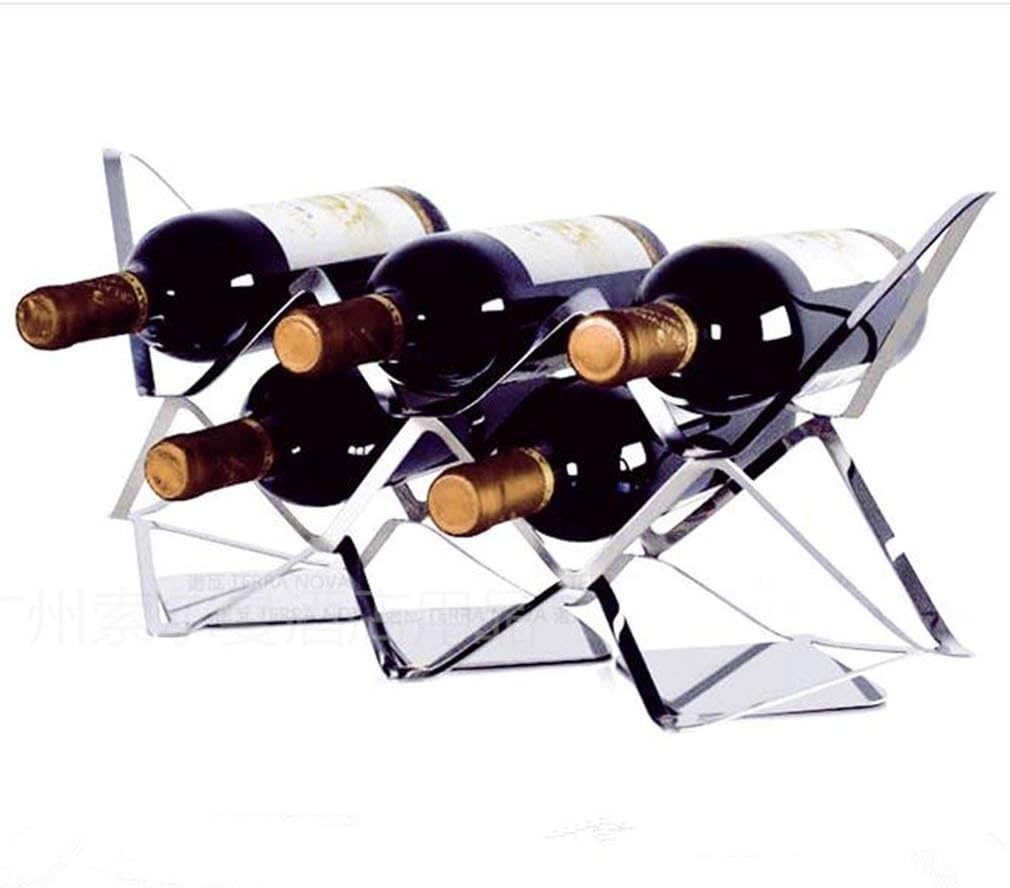 Stainless Steel Wine Rack for 8 Standard-Size Bottles Countertop Free-Standing Wine Bottle Holder (Size:48 * 18 * 23cm)